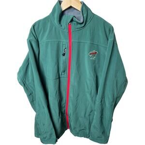 NHL Minnesota Wilds Hockey Green Zip Up Sweater Large |Minor Armpit Split